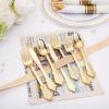 imageNervure 400PCS Pre Rolled Gold Plastic Silverware Sets  Heavy Duty Gold Cutlery  Include 100 Pack Wrapped Disposable Utensils with Napkins for Parties Dinners ampamp WeddingsVintage
