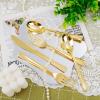 imageNervure 400PCS Pre Rolled Gold Plastic Silverware Sets  Heavy Duty Gold Cutlery  Include 100 Pack Wrapped Disposable Utensils with Napkins for Parties Dinners ampamp WeddingsClassic