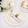 imageNervure 400PCS Pre Rolled Gold Plastic Silverware Sets  Heavy Duty Gold Cutlery  Include 100 Pack Wrapped Disposable Utensils with Napkins for Parties Dinners ampamp WeddingsVintage