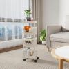 imageNervure 4Tier Plastic Rolling Utility Cart  Multifunctional Storage Cart with Lockable Wheels Storage Cart Organizer for Bedroom Living Room Kitchen Bathroom Office Dark GrayLight Grey
