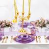 imageNervure 50PCS Purple Plastic Bowls with Gold Rim  12oz Disposable Soup Bowls Heavy Duty Salad Dessert Bowl Perfect For Weddings Parties and Everyday UseClear Purple and Gold