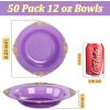 imageNervure 50PCS Purple Plastic Bowls with Gold Rim  12oz Disposable Soup Bowls Heavy Duty Salad Dessert Bowl Perfect For Weddings Parties and Everyday UseClear Purple and Gold