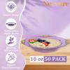 imageNervure 50PCS Purple Plastic Bowls with Gold Rim  12oz Disposable Soup Bowls Heavy Duty Salad Dessert Bowl Perfect For Weddings Parties and Everyday UseClear Purple and Gold