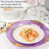 imageNervure 50PCS Purple Plastic Bowls with Gold Rim  12oz Disposable Soup Bowls Heavy Duty Salad Dessert Bowl Perfect For Weddings Parties and Everyday UseClear Purple and Gold