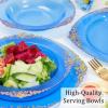 imageNervure 50PCS Purple Plastic Bowls with Gold Rim  12oz Disposable Soup Bowls Heavy Duty Salad Dessert Bowl Perfect For Weddings Parties and Everyday UseClear Blue and Gold