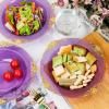 imageNervure 50PCS Purple Plastic Bowls with Gold Rim  12oz Disposable Soup Bowls Heavy Duty Salad Dessert Bowl Perfect For Weddings Parties and Everyday UseClear Purple and Gold