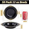 imageNervure 50PCS Purple Plastic Bowls with Gold Rim  12oz Disposable Soup Bowls Heavy Duty Salad Dessert Bowl Perfect For Weddings Parties and Everyday UseBlack and Gold