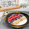 imageNervure 50PCS Purple Plastic Bowls with Gold Rim  12oz Disposable Soup Bowls Heavy Duty Salad Dessert Bowl Perfect For Weddings Parties and Everyday UseBlack and Gold