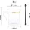 imageNervure 60 Pack Clear Gold Plastic Coffee Mugs with 60 PCS Black Coffee Stirrers  8oz Disposable Coffee Cups with Handles ampamp 5inch Coffee Stirrers  Plastic Tea Cups with Gold Rim for PartyClear
