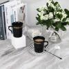 imageNervure 60 Pack Clear Gold Plastic Coffee Mugs with 60 PCS Black Coffee Stirrers  8oz Disposable Coffee Cups with Handles ampamp 5inch Coffee Stirrers  Plastic Tea Cups with Gold Rim for PartyBlack