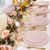 imageNervure 60pcs Pink Plastic Plates  Heavyweight Vintage Disposable Plastic Plates for 30 Guests Include 30pcs 1025 Dinner Plate30pcs 75 Dessert Plate Perfect for Wedding ampamp Party