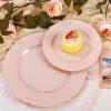 imageNervure 60pcs Pink Plastic Plates  Heavyweight Vintage Disposable Plastic Plates for 30 Guests Include 30pcs 1025 Dinner Plate30pcs 75 Dessert Plate Perfect for Wedding ampamp Party
