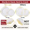imageNervure 700PCS Gold Plastic Plates  Gold Plastic Dinnerware Sets for 100 Guests  200 Disposable Plates 300 Silverware 100 Cups 100 Napkins for Wedding ampamp PartyWhite and Gold