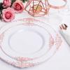 imageNervure 700PCS Gold Plastic Plates  Gold Plastic Dinnerware Sets for 100 Guests  200 Disposable Plates 300 Silverware 100 Cups 100 Napkins for Wedding ampamp PartyWhite and Rose Gold