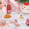 imageNervure 700PCS Gold Plastic Plates  Gold Plastic Dinnerware Sets for 100 Guests  200 Disposable Plates 300 Silverware 100 Cups 100 Napkins for Wedding ampamp PartyWhite and Rose Gold