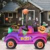 imageNervure 8 Ft Halloween Inflatables Outdoor Decorations  Halloween Inflatable Witch Driving a Car with Black Cat Pumpkin and Frankenstein Buildin LED Light Blow up for Indoor Yard Garden Lawn Decor