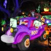imageNervure 8 Ft Halloween Inflatables Outdoor Decorations  Halloween Inflatable Witch Driving a Car with Black Cat Pumpkin and Frankenstein Buildin LED Light Blow up for Indoor Yard Garden Lawn Decor