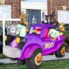 imageNervure 8 Ft Halloween Inflatables Outdoor Decorations  Halloween Inflatable Witch Driving a Car with Black Cat Pumpkin and Frankenstein Buildin LED Light Blow up for Indoor Yard Garden Lawn Decor