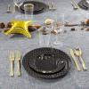 imageNervure 96PCS Black with Gold Plastic Plates  Black Disposable Plastic Plates Includes 48PCS 1025inch Dinner Plates 48PCS 75inch SaladDessert Plates for Halloween ampamp Parties ampamp New Years Day