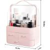 imageNervure White Makeup Organizer  Cosmetic Storage Box with Lid  Makeup Organizer Storage Drawersr with Dust Free Cover and Portable Handle for Bathroom Countertop ampamp Dresser ampamp GiftPink