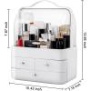 imageNervure White Makeup Organizer  Cosmetic Storage Box with Lid  Makeup Organizer Storage Drawersr with Dust Free Cover and Portable Handle for Bathroom Countertop ampamp Dresser ampamp GiftWhite