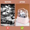 imageNervure White Makeup Organizer  Cosmetic Storage Box with Lid  Makeup Organizer Storage Drawersr with Dust Free Cover and Portable Handle for Bathroom Countertop ampamp Dresser ampamp GiftPink