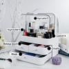 imageNervure White Makeup Organizer  Cosmetic Storage Box with Lid  Makeup Organizer Storage Drawersr with Dust Free Cover and Portable Handle for Bathroom Countertop ampamp Dresser ampamp GiftWhite