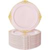 imageNervure 100PCS Clear and Gold Plastic Plates  1025Inch Gold Disposable Plates  Heavyweight Dinner Plate for Wedding ampamp Party ampamp ThanksgivingPink