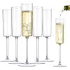 imageNervure 24 Pack Plastic Champagne Flutes  6 Oz Clear Disposable Champagne Flutes  Square Plastic Toasting Glasses for Party Birthday Anniversary WeddingClear