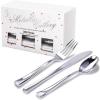 imageNervure 300 Piece Silver Plastic Silverware Set  Heavy Duty Silver Plastic Cutlery  Heavyweight Disposable Flatware Include 100Forks 100Knives 100Spoons for Parties Dinners Weddings