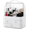 imageNervure White Makeup Organizer  Cosmetic Storage Box with Lid  Makeup Organizer Storage Drawersr with Dust Free Cover and Portable Handle for Bathroom Countertop ampamp Dresser ampamp GiftWhite