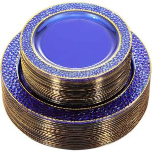 imageNervure 102PCS Green Plastic Plates  Disposable Emerald Green Party Plate Include 51PCS 1025inch Dinner Plates ampamp 51PCS 75inch Dessert Plate for Wedding ampamp PartyBlue