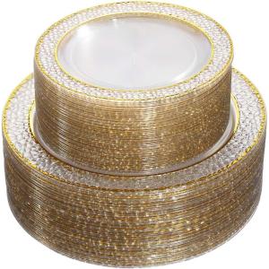 imageNervure 102PCS Green Plastic Plates  Disposable Emerald Green Party Plate Include 51PCS 1025inch Dinner Plates ampamp 51PCS 75inch Dessert Plate for Wedding ampamp PartyClear