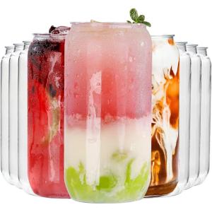 imageNervure 20 Pack Can Shaped Cups  16oz Classic Drinking Cups for Beer Iced Coffee Smoothie Boba Tea Cocktail  Cute Tumbler Cool Plastic CupClassic Clear