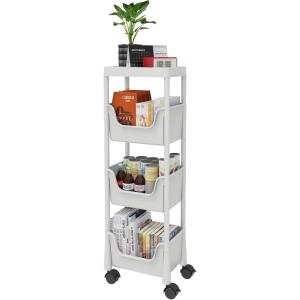 imageNervure 4Tier Plastic Rolling Utility Cart  Multifunctional Storage Cart with Lockable Wheels Storage Cart Organizer for Bedroom Living Room Kitchen Bathroom Office Dark GrayDark Grey