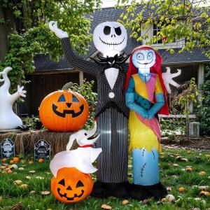 imageNervure 6Ft Halloween Decoration Outdoor Inflatable  Halloween Inflatable Decorations with Skeleton Dog and Pumpkin Blow Up Inflatables with Builtin LED Lights for Yard Garden Lawn DecorHalloween Skeleton