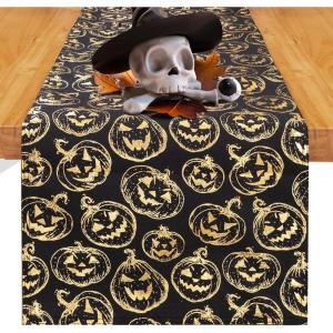 imageNervure Halloween Table Runner  Black JackoLantern Table Runner  Halloween Table Decor for Halloween Party Dinner Table Decoration 13 x 72Inch