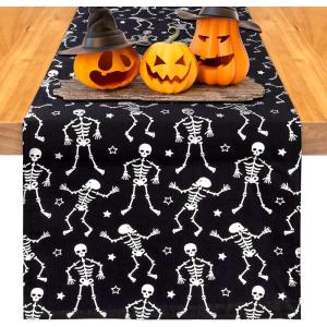 imageNervure Halloween Table Runner  Black Skeleton Table Runner  Halloween Table Decor for Halloween Party Dinner Table Decoration 13 x 72Inch