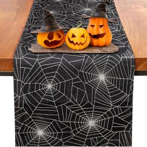imageNervure Halloween Table Runner  Black Spider Web Table Runner  Halloween Table Decor for Halloween Party Dinner Table Decoration 13 x 72Inch