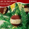 imageNervure 12PCS Red Velvet Christmas Ornaments  Red Christmas Balls  80mm Glitter Tree Decoration with Black Gift Box for Parties DecorationsDark Red