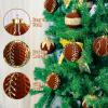 imageNervure 12PCS Red Velvet Christmas Ornaments  Red Christmas Balls  80mm Glitter Tree Decoration with Black Gift Box for Parties DecorationsDark Red