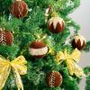 imageNervure 12PCS Red Velvet Christmas Ornaments  Red Christmas Balls  80mm Glitter Tree Decoration with Black Gift Box for Parties DecorationsDark Red