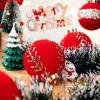imageNervure 12PCS Red Velvet Christmas Ornaments  Red Christmas Balls  80mm Glitter Tree Decoration with Black Gift Box for Parties DecorationsRed