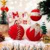 imageNervure 12PCS Red Velvet Christmas Ornaments  Red Christmas Balls  80mm Glitter Tree Decoration with Black Gift Box for Parties DecorationsRed
