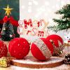 imageNervure 12PCS Red Velvet Christmas Ornaments  Red Christmas Balls  80mm Glitter Tree Decoration with Black Gift Box for Parties DecorationsRed