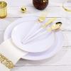 imageNervure 140PCS White and Gold Plastic Plates  Disposable Gold Party Plates  20 Dinner Plate 20 Dessert Plate 60 Plastic Silverware 20 Cups 20 Napkins for Weddings ampamp Party