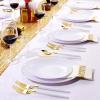 imageNervure 140PCS White and Gold Plastic Plates  Disposable Gold Party Plates  20 Dinner Plate 20 Dessert Plate 60 Plastic Silverware 20 Cups 20 Napkins for Weddings ampamp Party