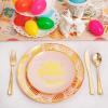 imageNervure 175PCS Blue Plastic Plates  Christmas Plastic Dinnerware Set  Christmas Dog Plates Include 25Dinner Plates 25Salad Plates 25Forks 25Knives 25Spoons 25Cups 25Napkins for ChristmasEaster Egg
