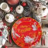 imageNervure 175PCS Blue Plastic Plates  Christmas Plastic Dinnerware Set  Christmas Dog Plates Include 25Dinner Plates 25Salad Plates 25Forks 25Knives 25Spoons 25Cups 25Napkins for ChristmasVintage Christmas Cone