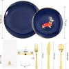imageNervure 175PCS Blue Plastic Plates  Christmas Plastic Dinnerware Set  Christmas Dog Plates Include 25Dinner Plates 25Salad Plates 25Forks 25Knives 25Spoons 25Cups 25Napkins for ChristmasCute Christmas Dog